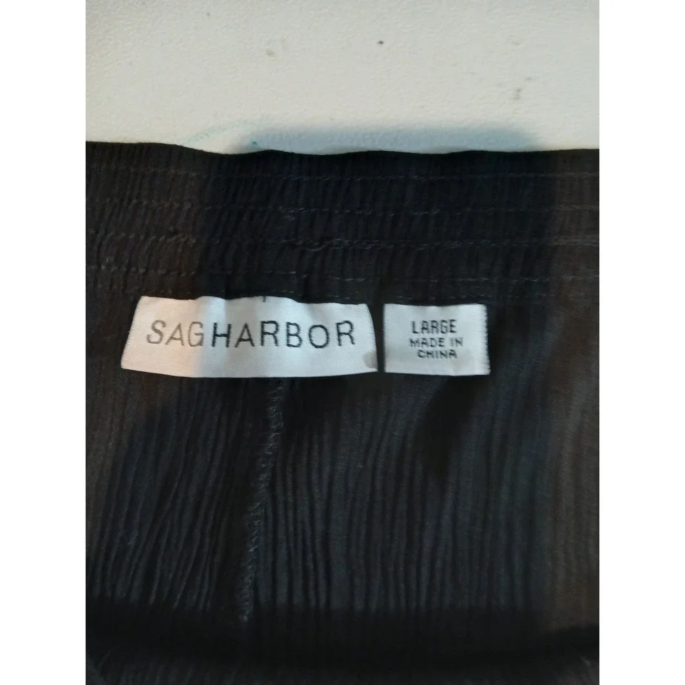 Sag Harbor Womens Large Black Tiered Maxi Skirt Crinkle Drawstring Boho - Read